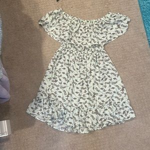 Blue floral off the shoulder dress